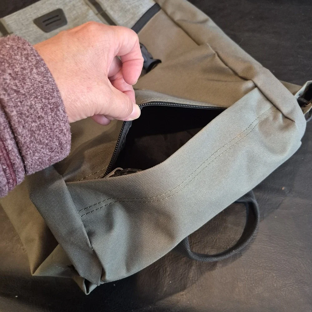 Billabong Green/Gray Track Backpack L19 Military Laptop Bookbag Multiple Zipper